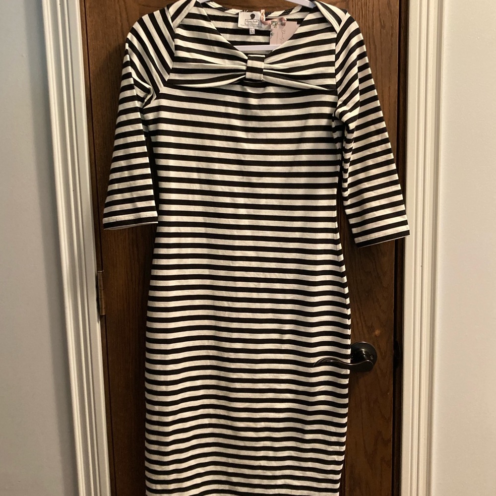 Dainty Jewells Black and White Striped Midi Dress